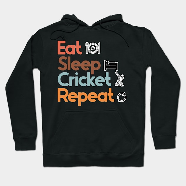 Eat Sleep Cricket Repeat Hoodie by nextneveldesign